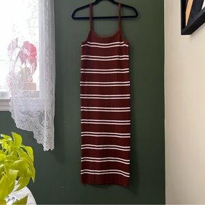 C+D+M Striped Brown and White Midi Dress size large